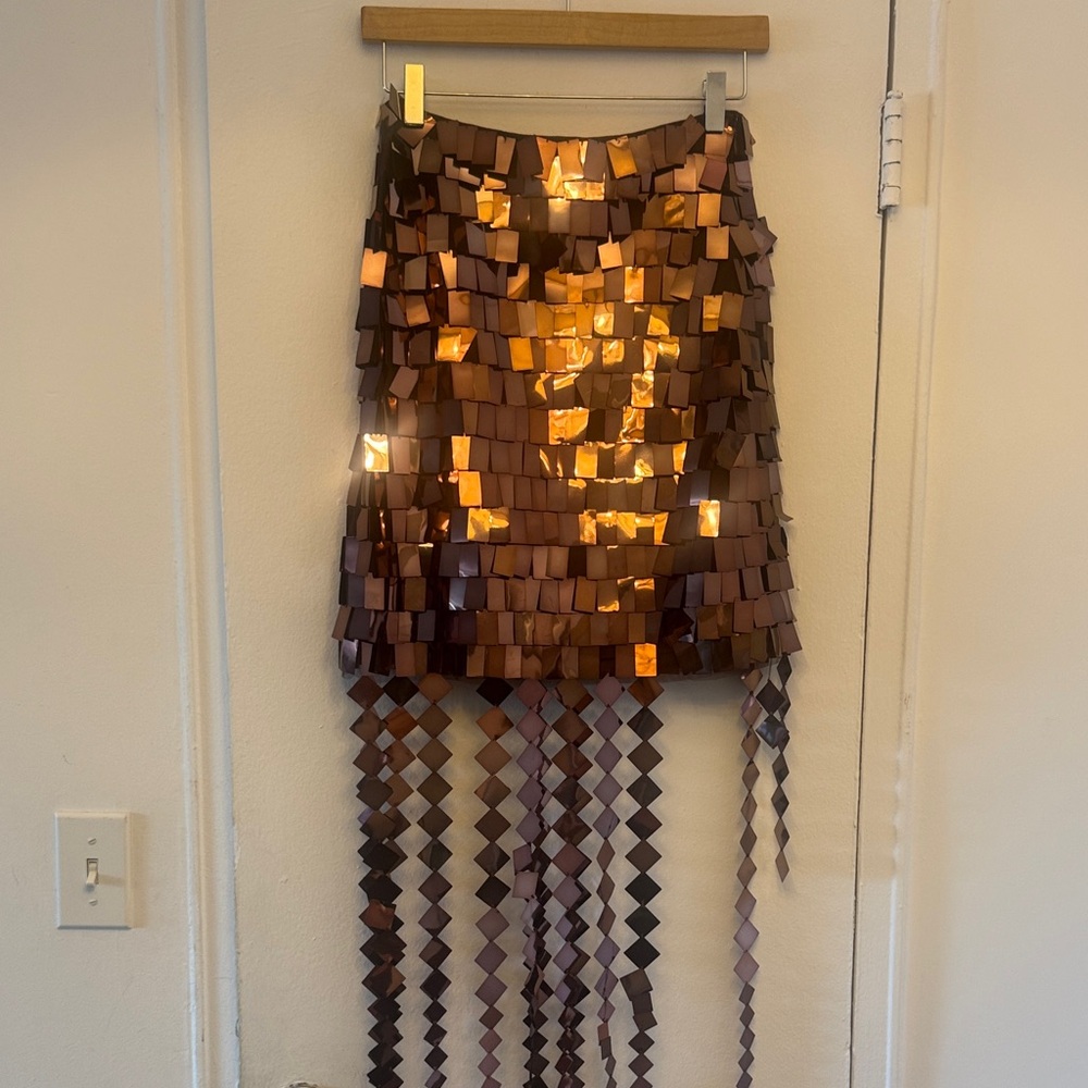 Jonathan Simkhai Copper Asymmetrical Sequin Skirt